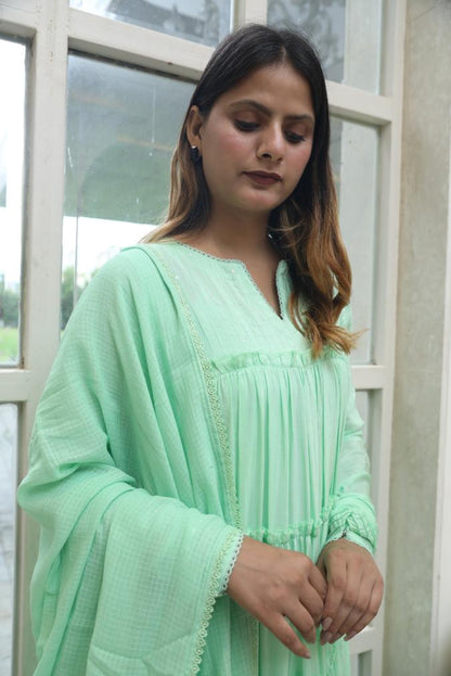 Negchar light green tire anarkali set